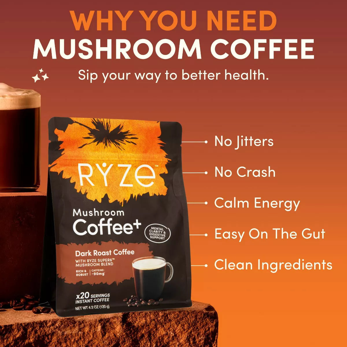 RYZE Mushroom Coffee - 4.2Oz